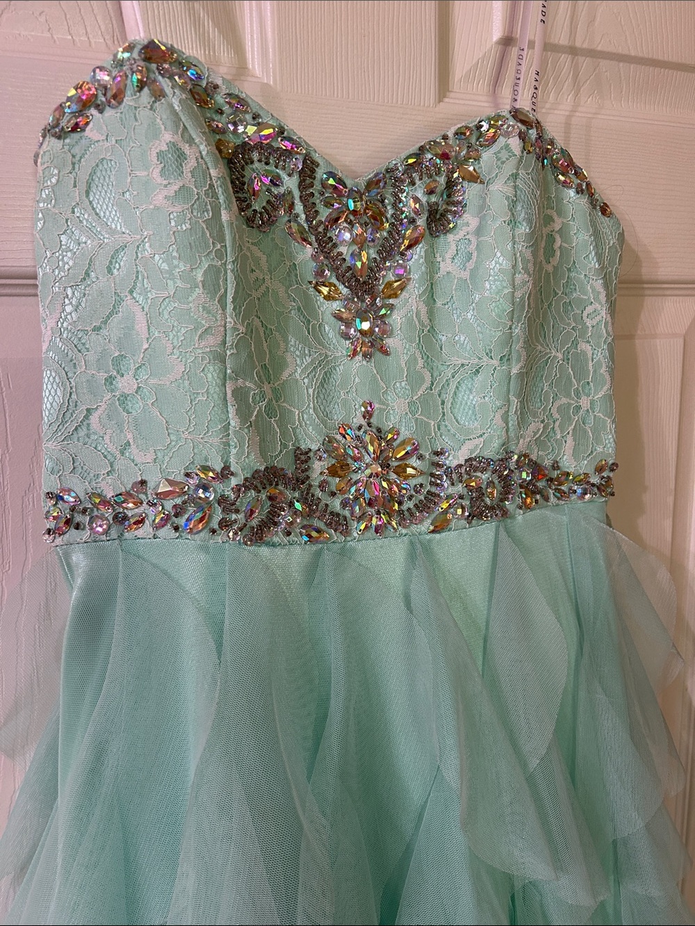 Masquerade Rhinestone & Ruffle Gown - Picture 3 of 12